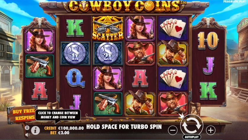 เกมสล็อตโบนัสรางวัลแตกกระจาย ได้เงินจริง Cowboy Coins